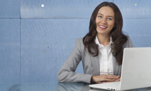 Businesswoman working at the laptop